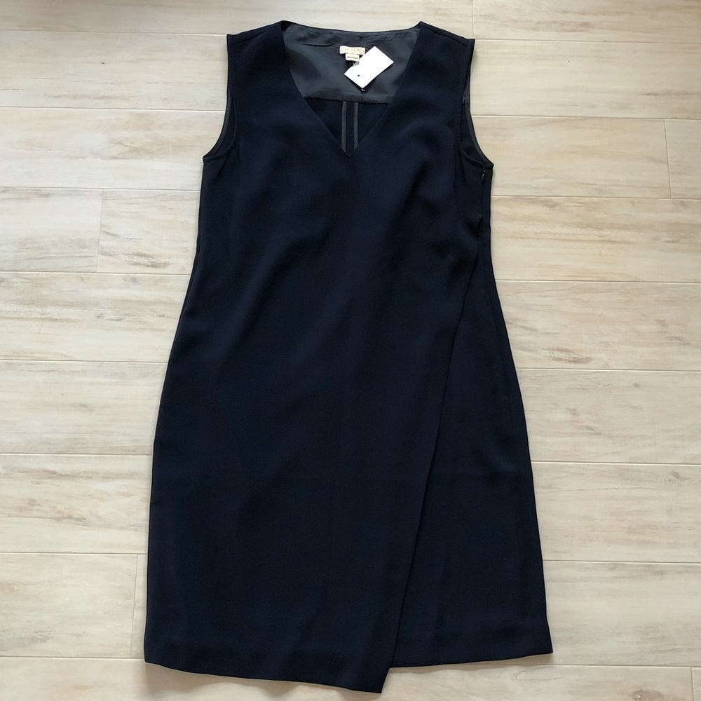 NWT J. Crew Navy Sleeveless Faux Wrapped Dress